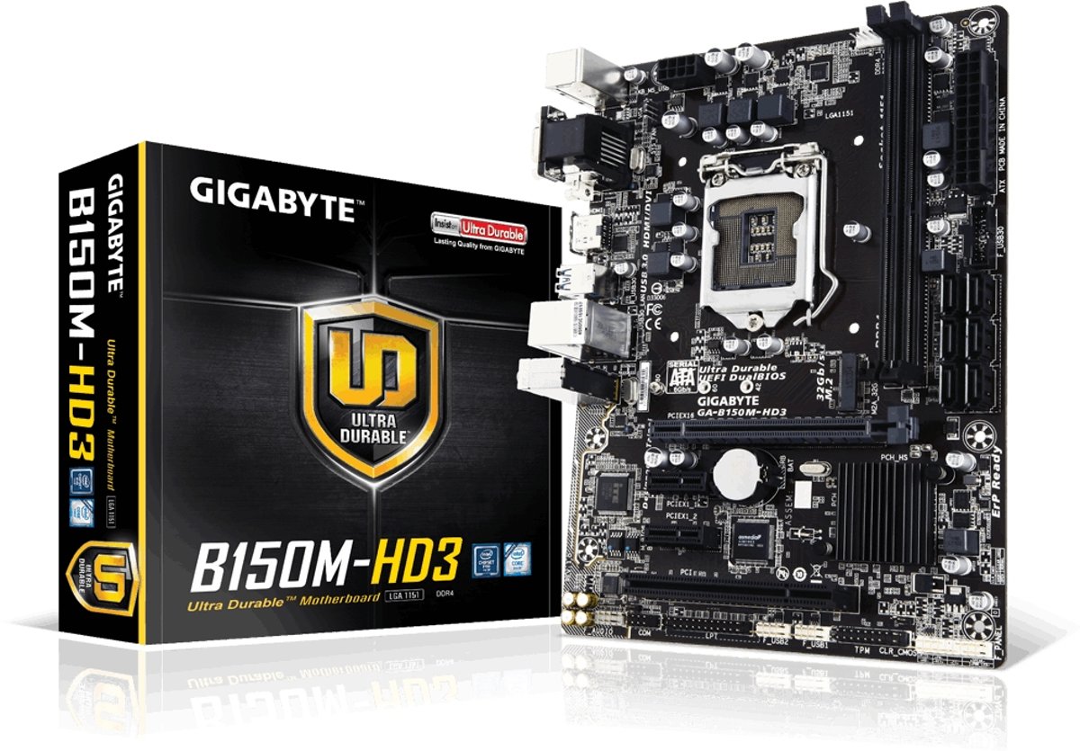 Gigabyte GA-B150M-HD3 Intel® B150 Express Chipset LGA 1151 (Socket H4) Micro ATX moederbord