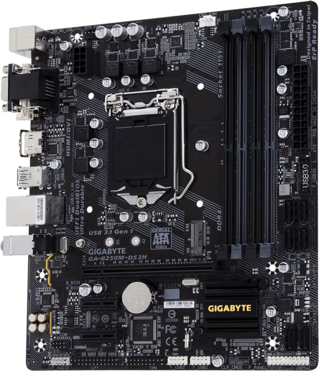 Gigabyte GA-B250M-DS3H Intel B250 LGA 1151 (Socket H4) Micro ATX moederbord