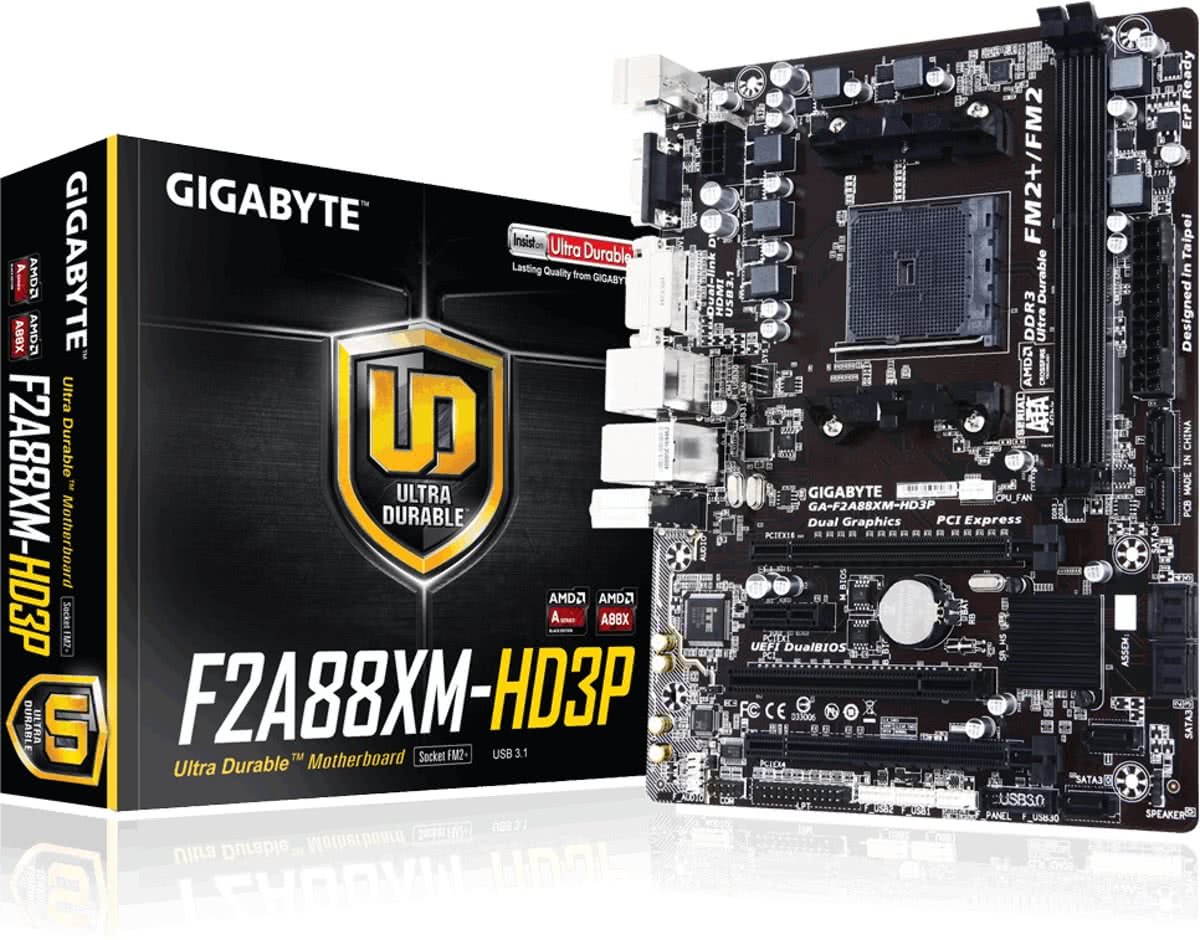 Gigabyte GA-F2A88XM-HD3P (rev. 1.0) AMD A88X Socket FM2+ Micro ATX moederbord