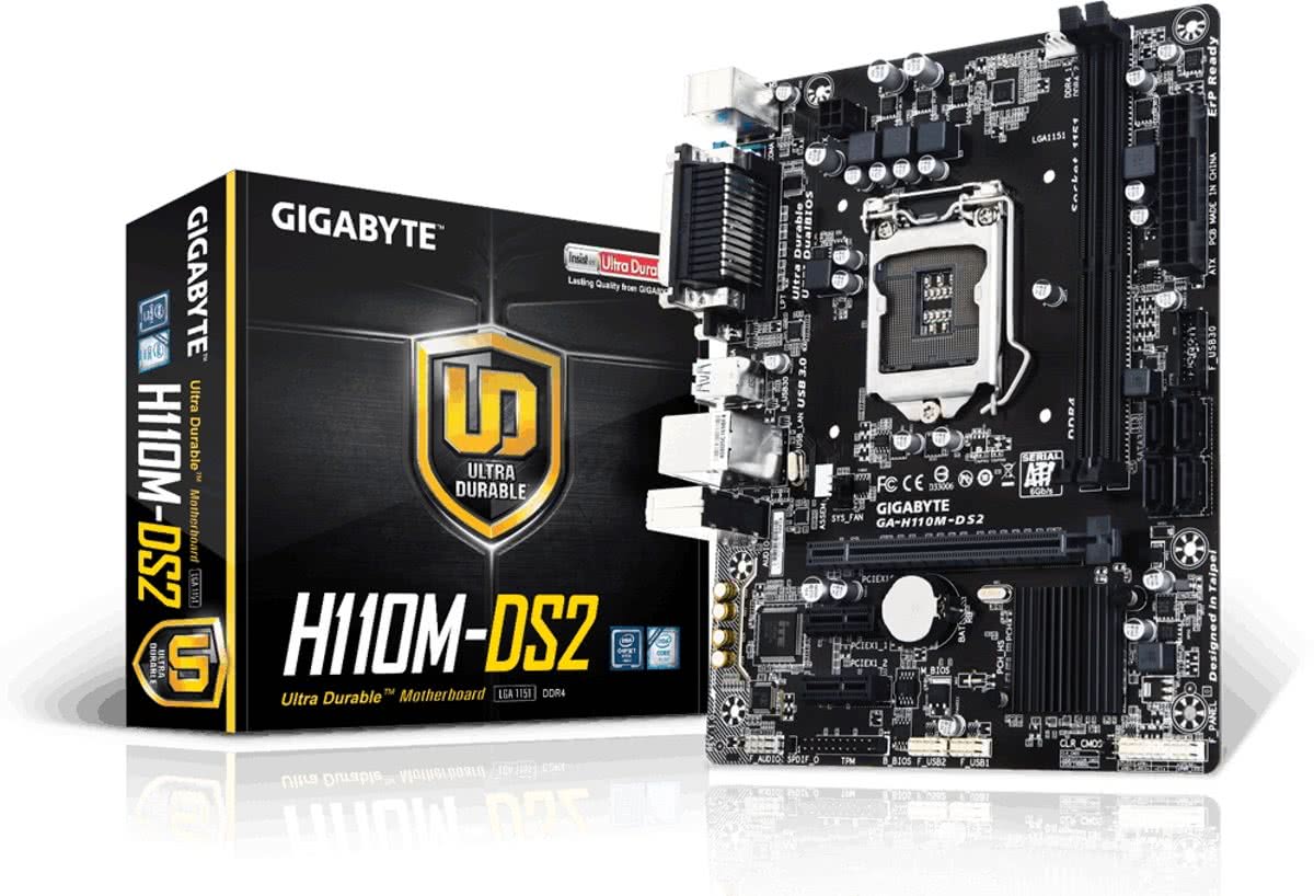 Gigabyte GA-H110M-DS2 Intel® H110 Express Chipset LGA 1151 (Socket H4) Micro ATX moederbord