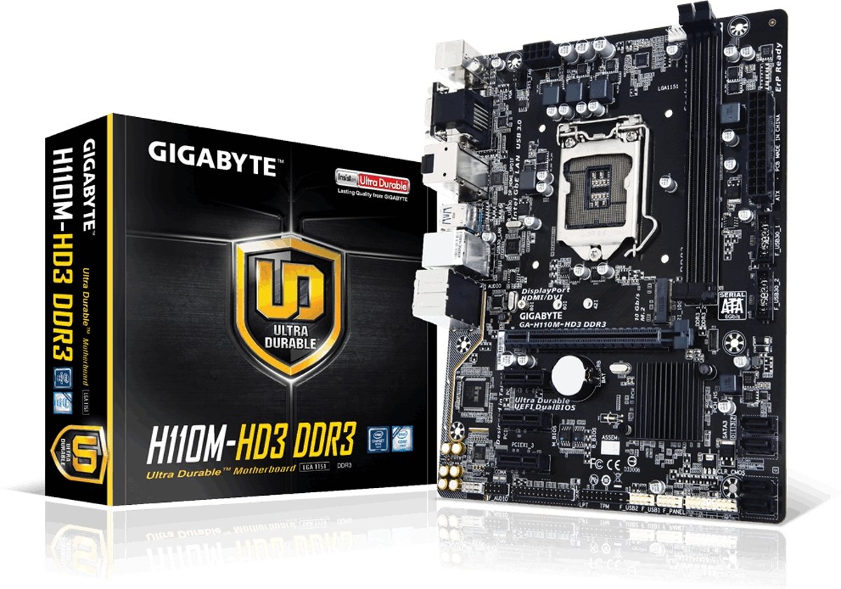 Gigabyte GA-H110M-HD3 DDR3 Intel® H110 Express Chipset LGA1151 Micro ATX moederbord