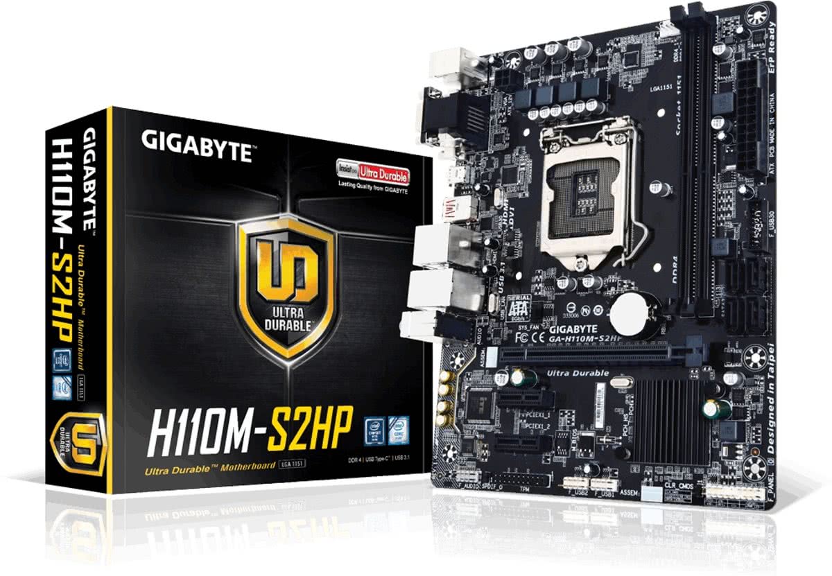 Gigabyte GA-H110M-S2HP (rev. 1.0) Intel® H110 Express Chipset LGA 1151 (Socket H4) Micro ATX moederbord