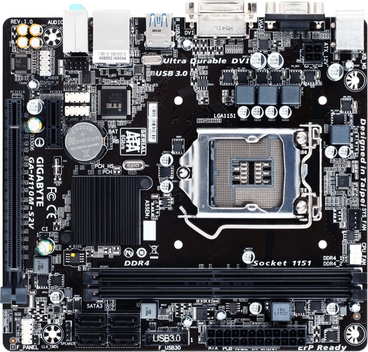 Gigabyte GA-H110M-S2V Intel® H110 Express Chipset LGA 1151 (Socket H4) Micro ATX moederbord