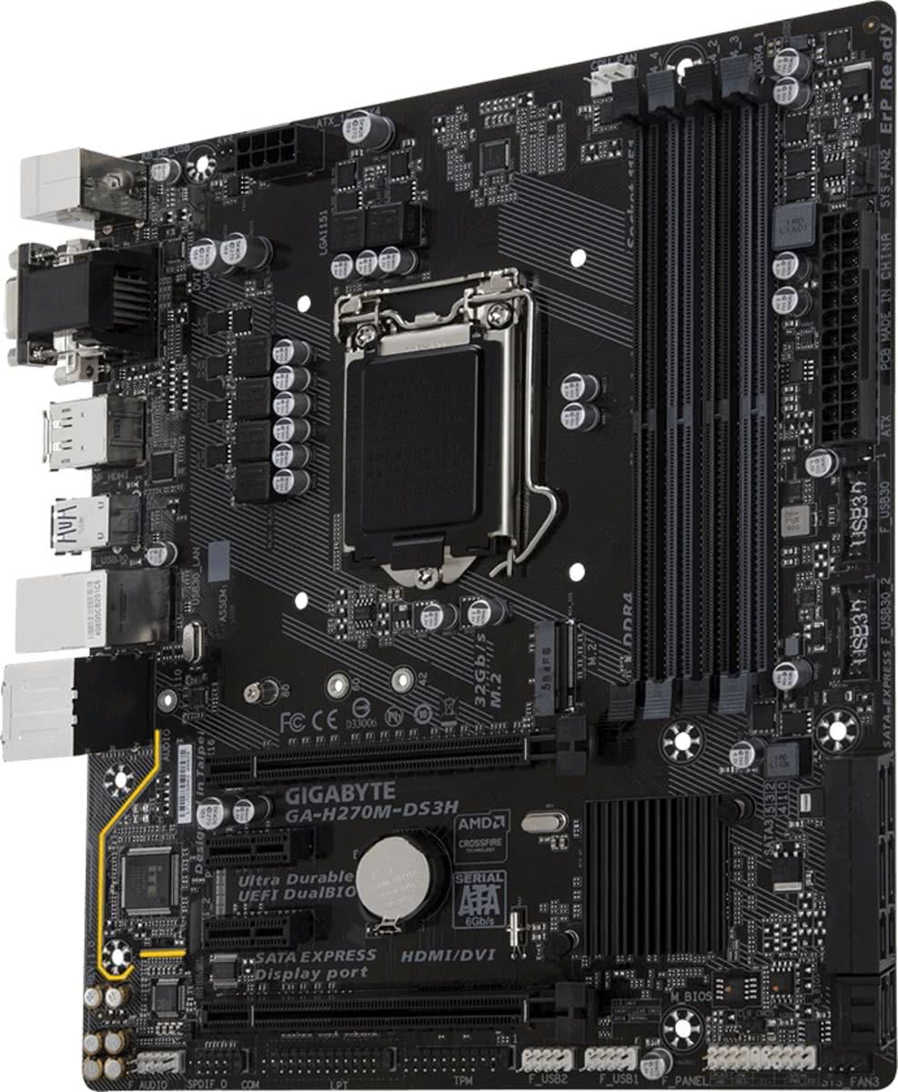 Gigabyte GA-H270M-DS3H Intel H270 LGA 1151 (Socket H4) Micro ATX moederbord