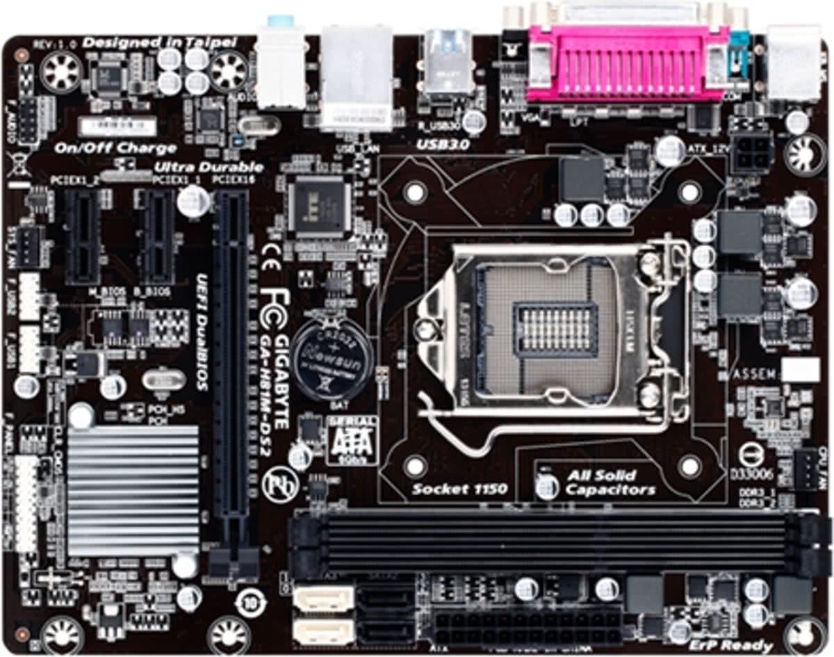 Gigabyte GA-H81M-DS2 Intel H81 LGA 1150 (Socket H3) Micro ATX moederbord