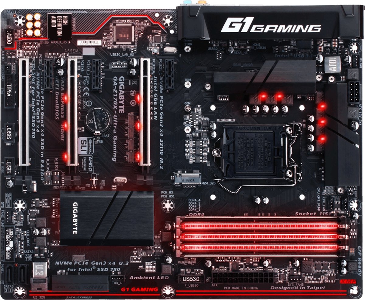 Gigabyte GA-Z170X-Ultra Gaming Intel® Z170 Express Chipset LGA 1151 (Socket H4) ATX moederbord