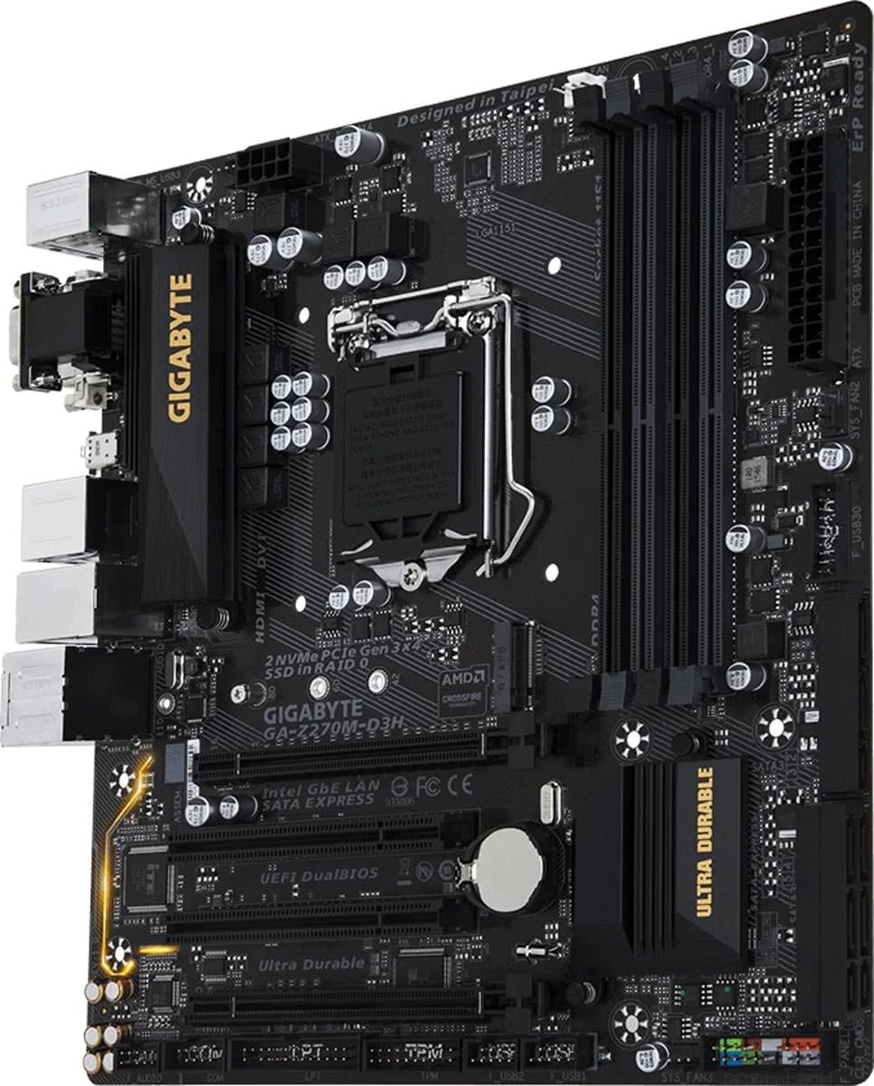 Gigabyte GA-Z270M-D3H Intel Z270 LGA 1151 (Socket H4) Micro ATX moederbord