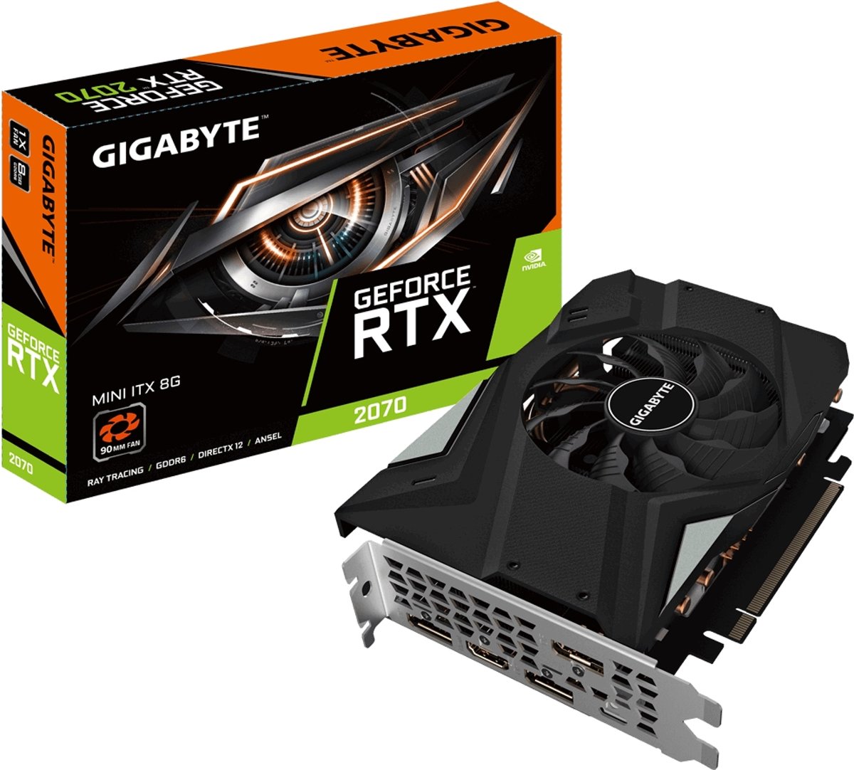 Gigabyte GV-N2070IX-8GC videokaart GeForce RTX 2070 8 GB GDDR6