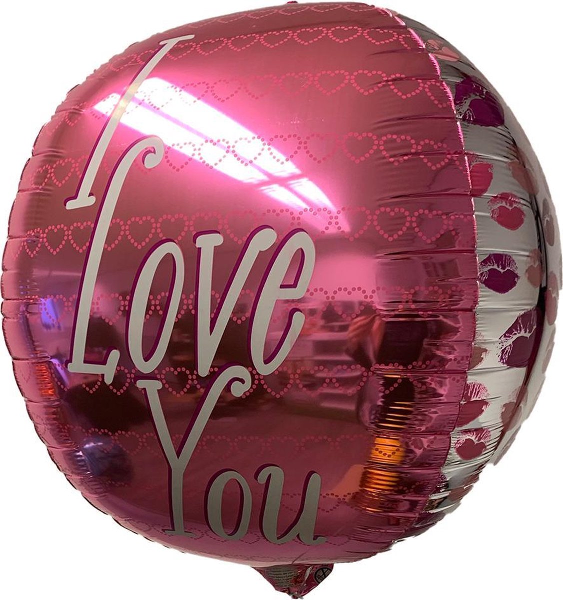 VALENTIJNSBALLON I Love you roze met kusjes- Helium gevuld - Valentijnscadeau pakket - Valentijn - Verras je liefde