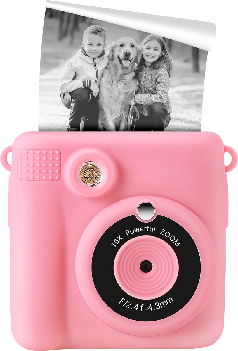   Kindercamera Roze - Instant Fotos Maken - Direct Printen - Inclusief Geheugenkaart