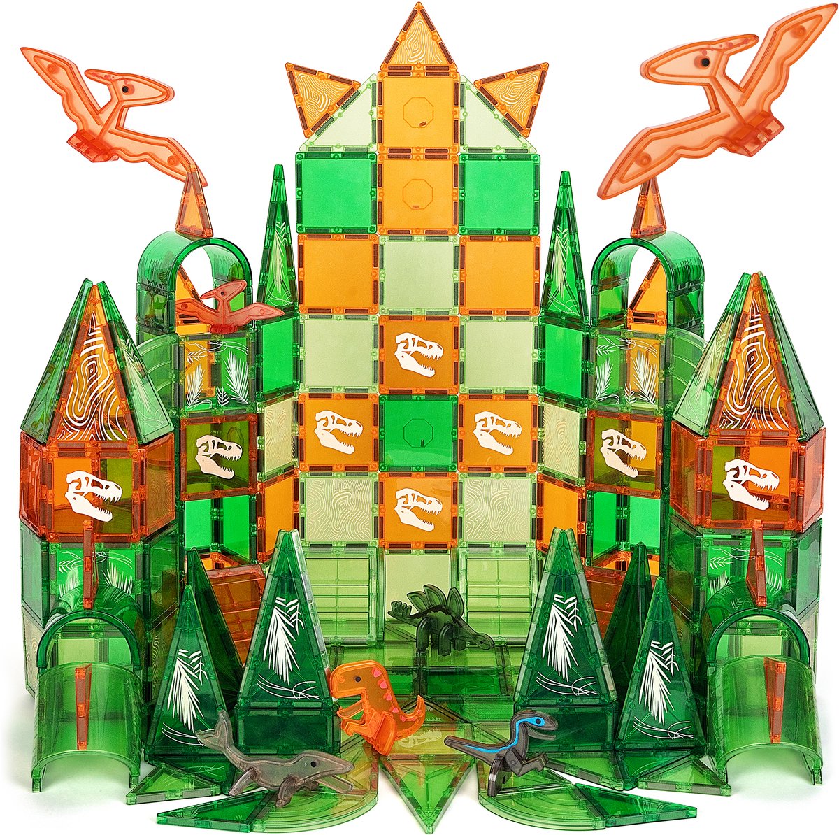 GILA Magnetisch speelgoed 120 Delig - Magnetische tegels - Dino speelgoed - Magna Tiles - Montessori speelgoed - Magnetic toys - Magnetische bouwstenen - Dinosaurus speelgoed