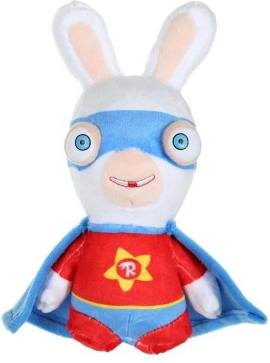 KONIJNEN CRETINS Super Hero Pluche Rood Geluid - 18 cm