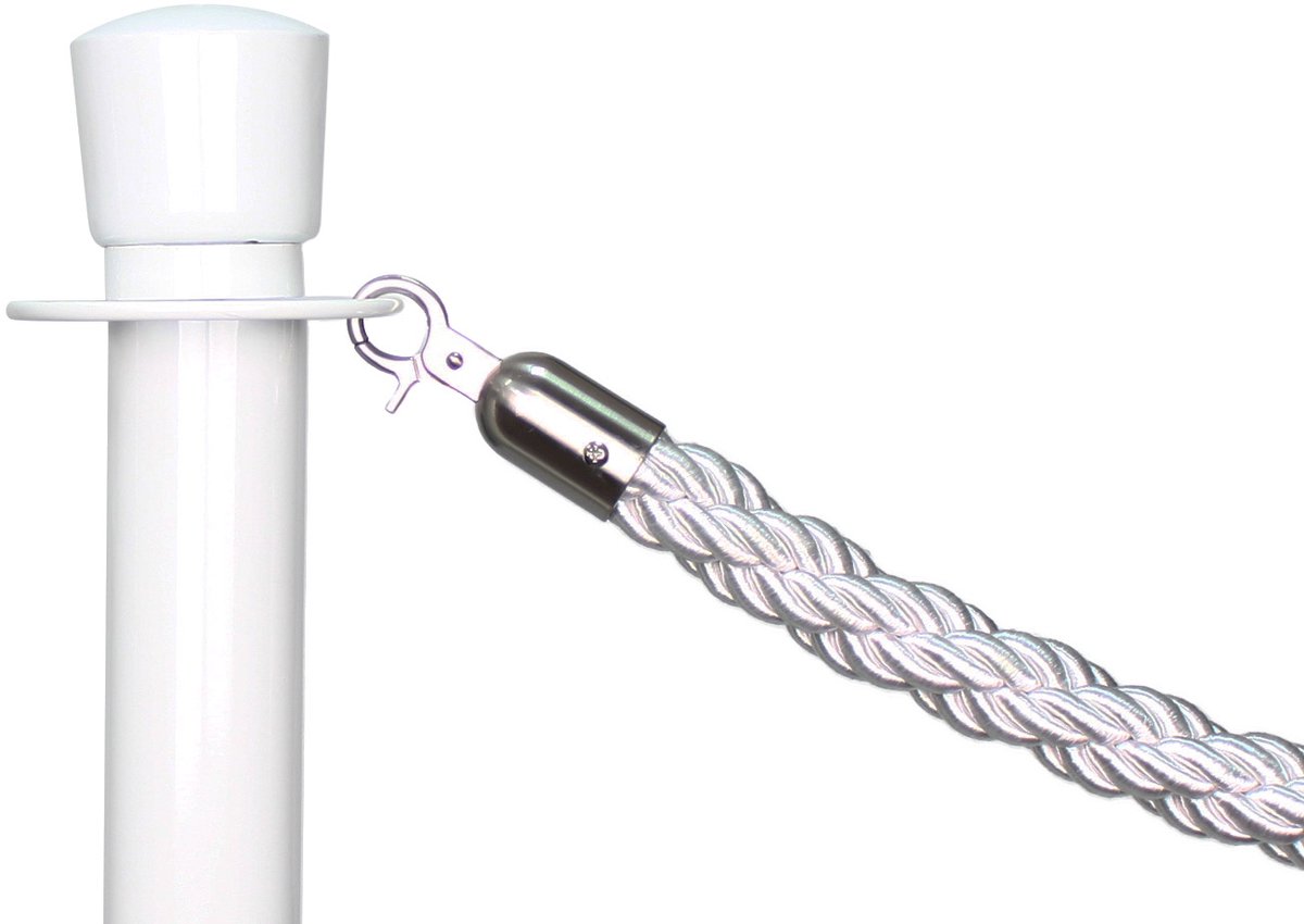   – Afzetkoord Gedraaid Wit – Geborsteld Sluiting – Luxe Afzetkoord Voor Afzetpalen