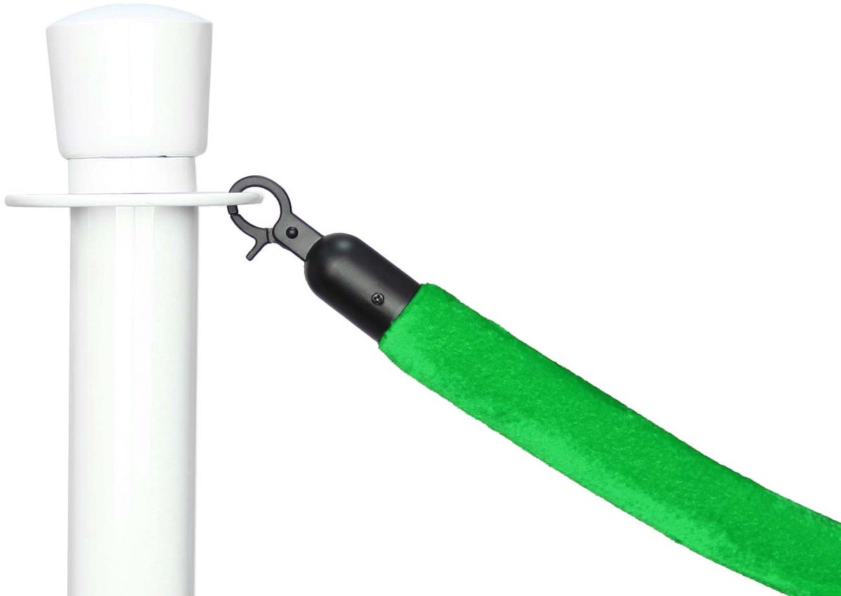   – Afzetkoord velours Appelgroen – Zwarte sluiting – Luxe afzetkoord voor afzetpalen