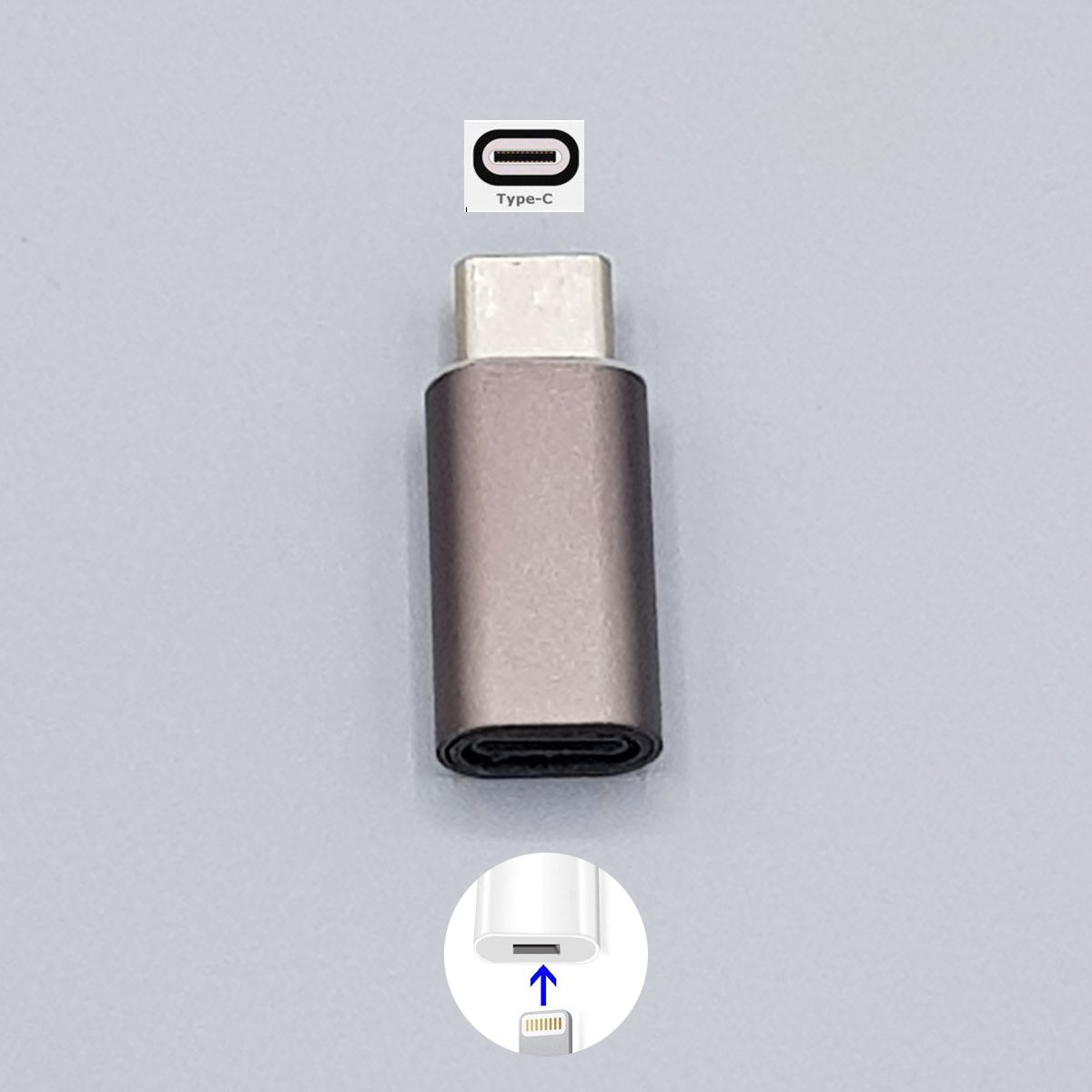 8 Pin Lightning Female naar Type C Male USB Adapter - Bruin