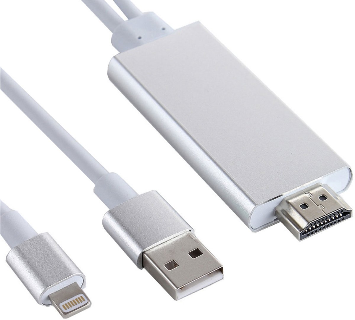 8 pin Lightning naar HDMI kabel - TV Adapter - voor Ipad / ipod en IPhone 5 tot X - Zilver - 1.8 M