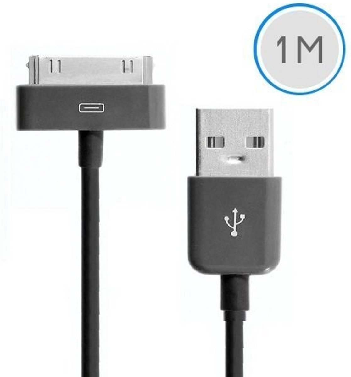 1 meter 30-pins USB oplaad data kabel voor Apple iPhone 3GS/4/4S iPad 1/2/3 en iPod - zwart