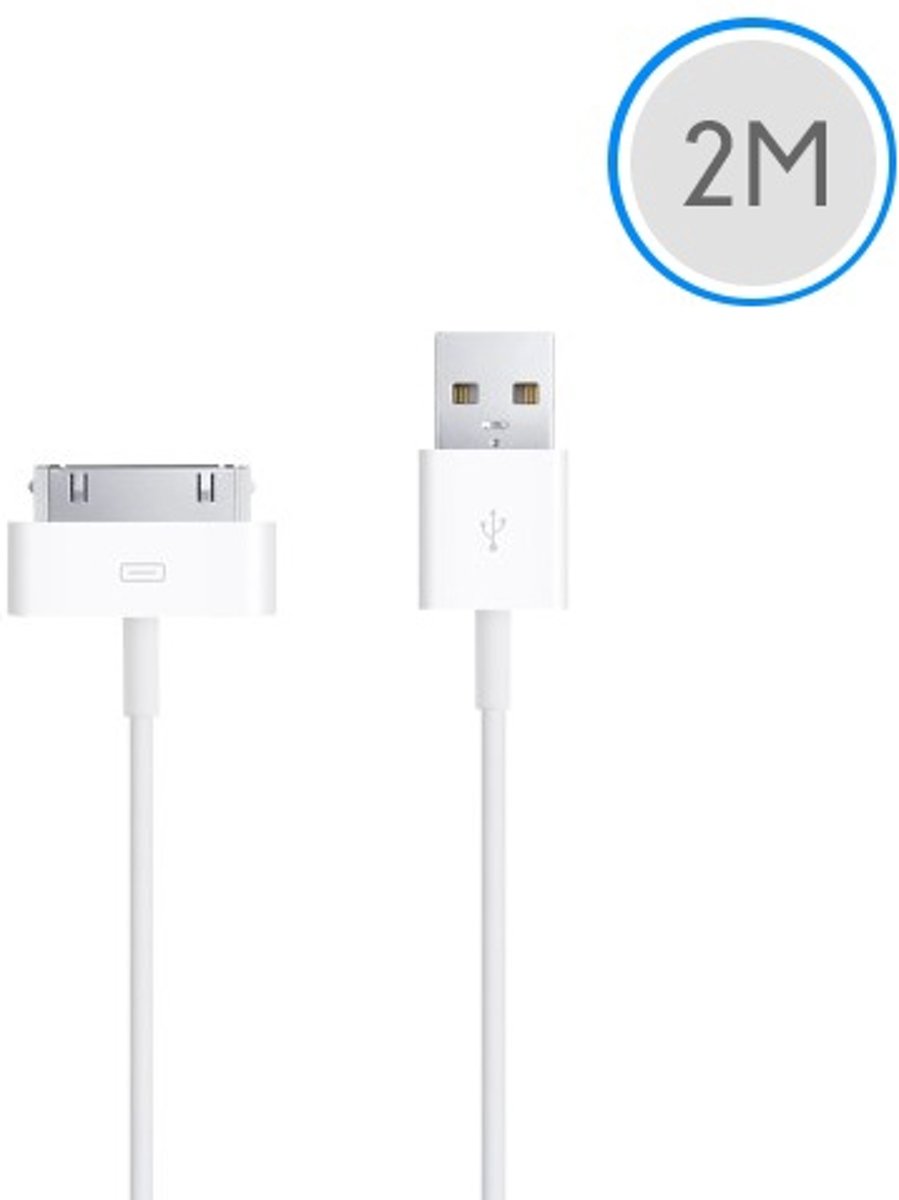 2 meter 30-pins USB oplaad data kabel voor Apple iPhone 3GS/4/4S iPad 1/2/3 en iPod - wit