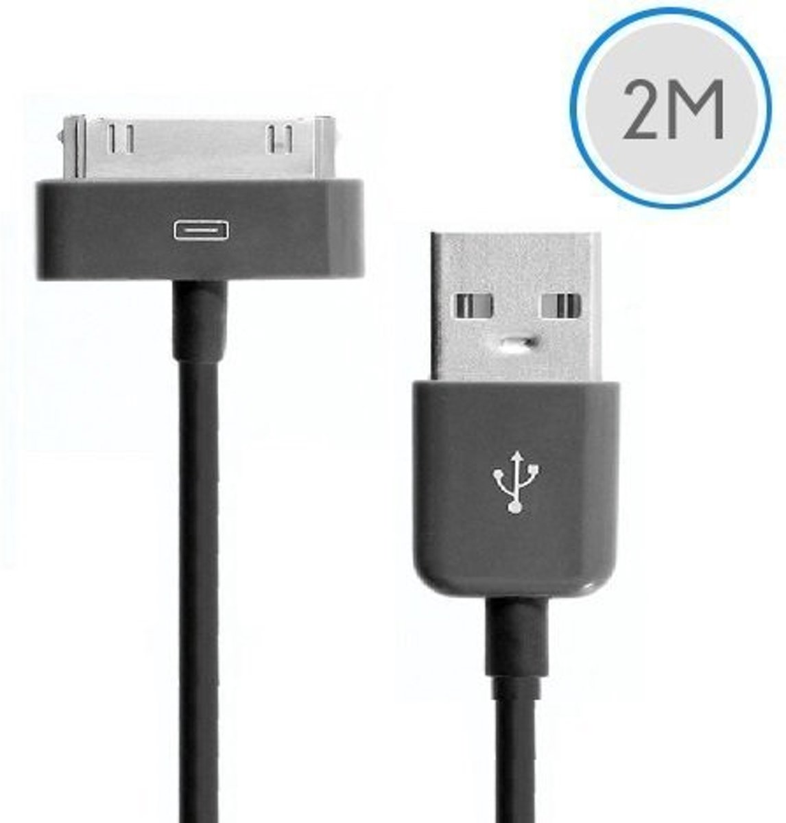 2 meter 30-pins USB oplaad data kabel voor Apple iPhone 3GS/4/4S iPad 1/2/3 en iPod - zwart