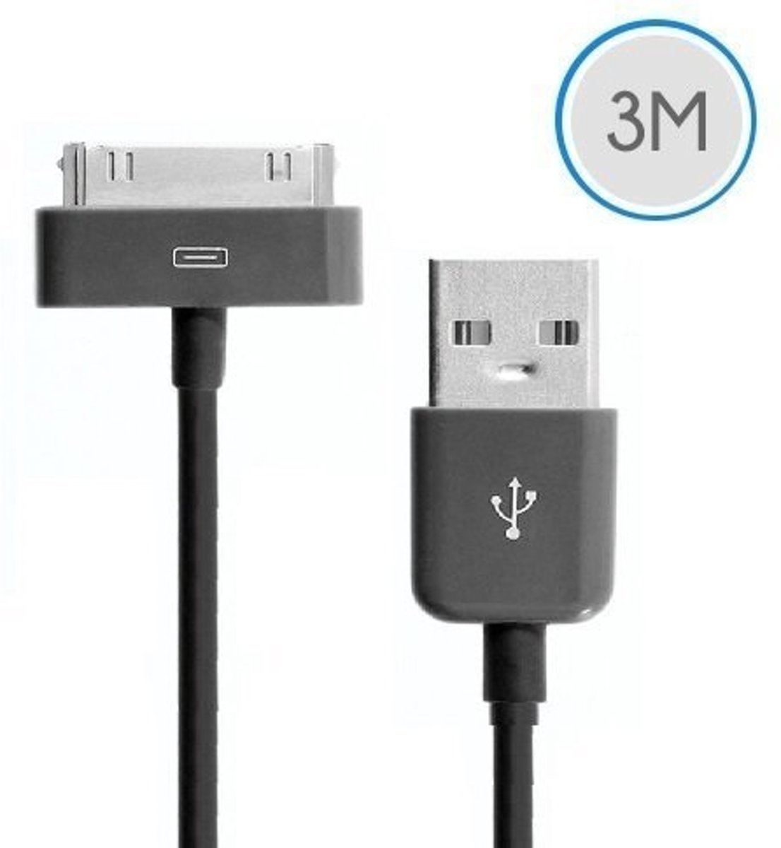 3 meter 30-pins USB oplaad data kabel voor Apple iPhone 3GS/4/4S iPad 1/2/3 en iPod - zwart