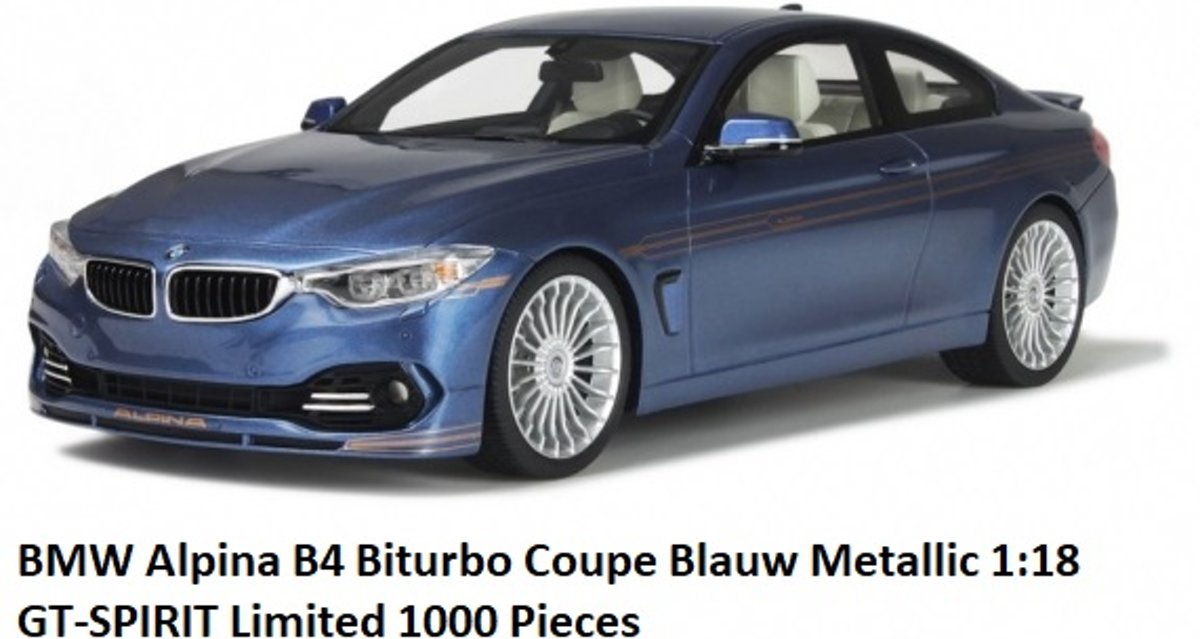 BMW Alpina B4 Biturbo Coupe Blauw Metallic 1-18 GT Spirit Limited 1000 Pieces