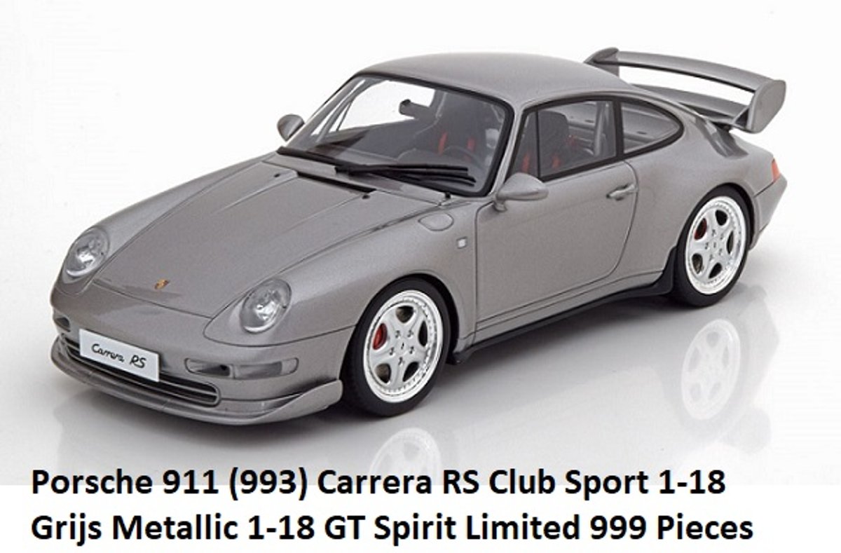 Porsche 911 (993) Carrera RS Club Sport Grijs Metallic 1-18 GT Spirit Limited 999 Pieces