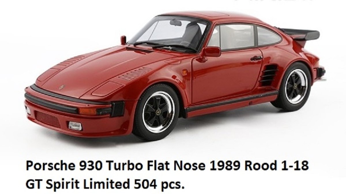 Porsche 930 Turbo Flat Nose 1989 Rood 1-18 GT Spirit Limited 504 pcs.