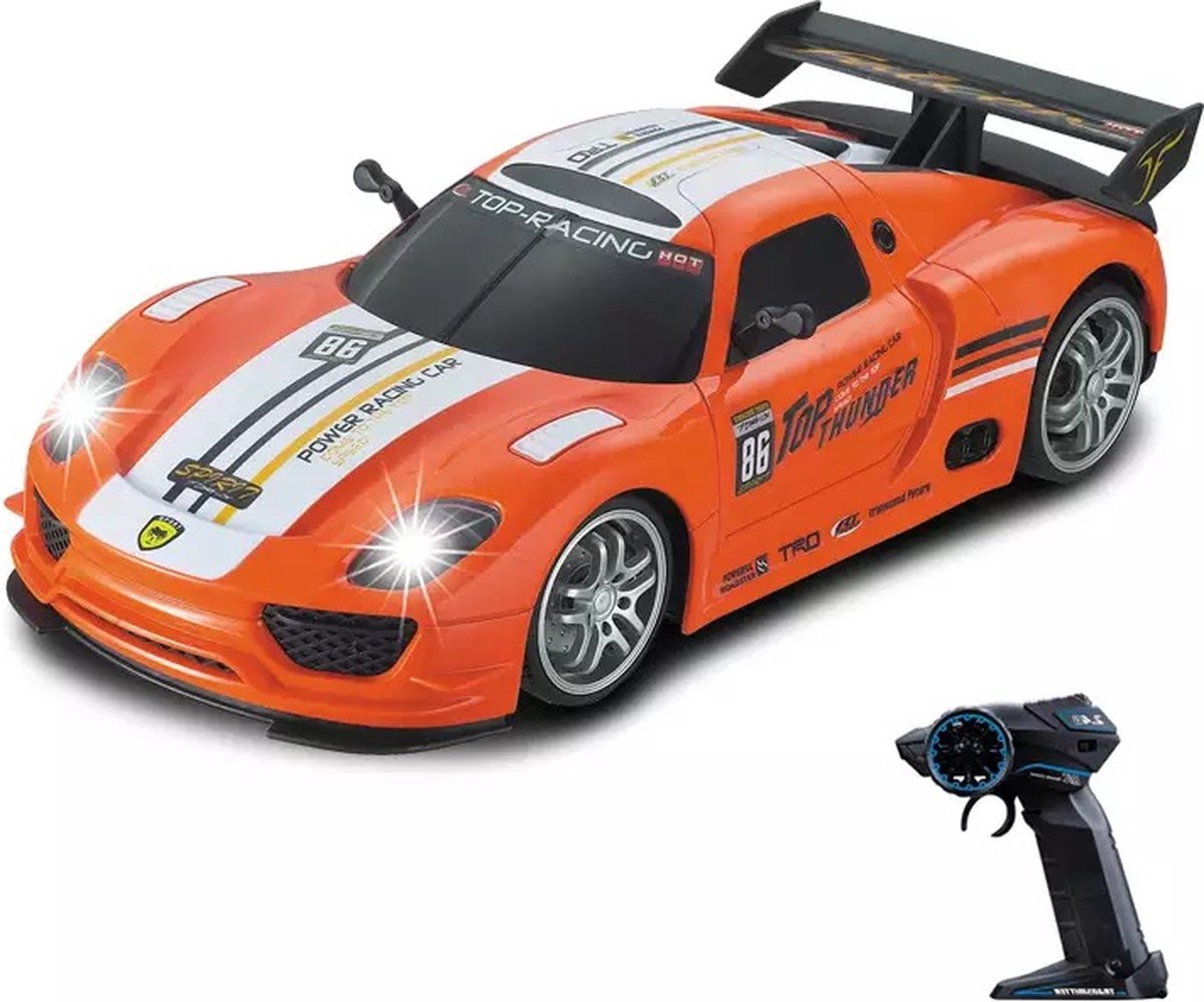 Porsche RC Radiografisch Bestuurbare Auto - RC Auto - Porsche MT1100 Oranje - Schaal 1:12 - 30km/h - 2.4GHz - Bereik 50 meter - Bestuurbare Auto voor kinderen en volwassenen