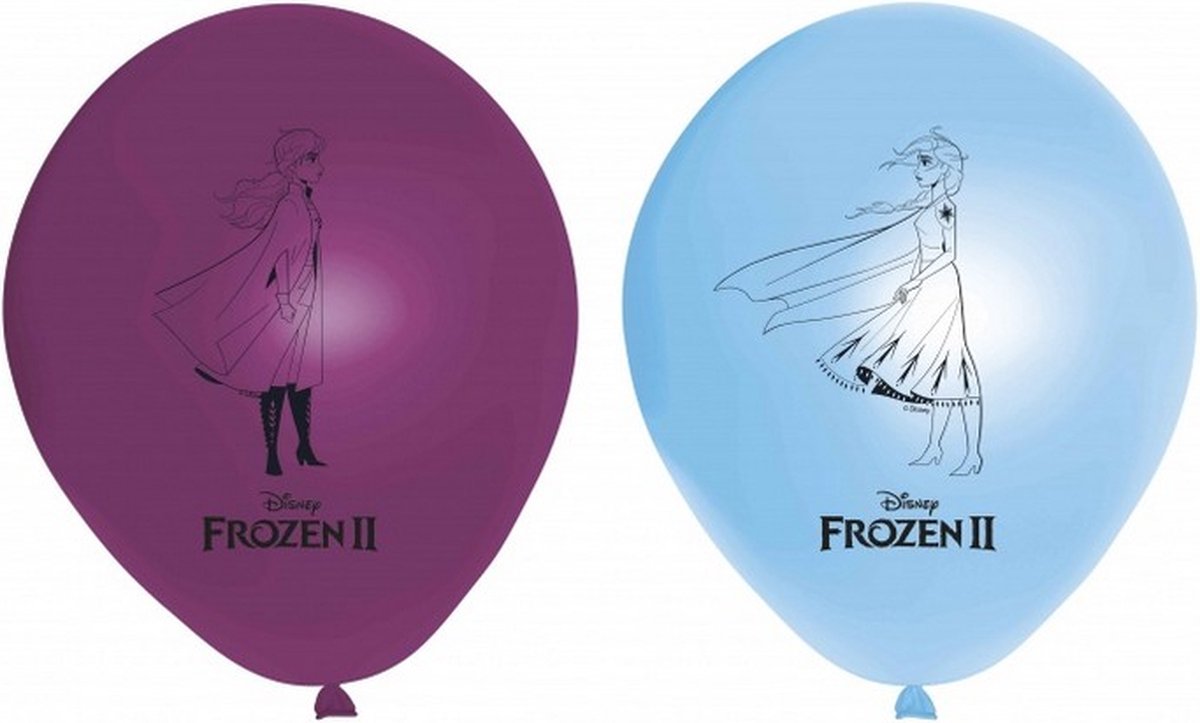 Frozen II ballonnen 28 cm 8 stuks blauw/paars