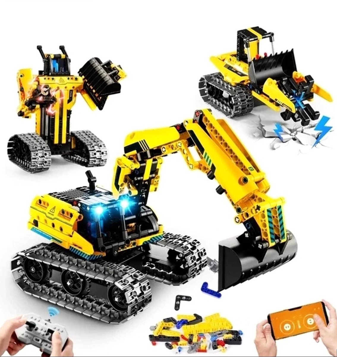  ® Bestuurbare Robot - 516 stuks - Techniek op afstand bestuurde robot voor kinderen, 3-in-1 RC bouwspeelgoed met app en afstandsbediening - speelgoed - dinosaurus - cadeaus voor jongens en meisjes - robot - spel - kinderen