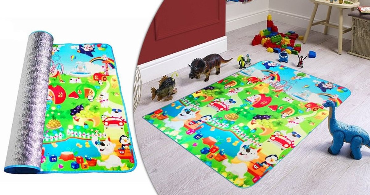 Grote XL Speelmat Vloerkleed kinderen - Groot Baby & Kindervoerkleed - Dieren Kleed Jongens & Meisjes speelkleed - Binnen & Buiten