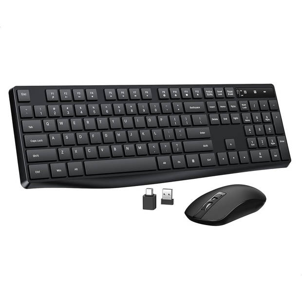 Gadgetplace Draadloos Toetsenbord met Muis Set - Stille toetsen - Qwerty - Keyboard + muis-sets - Draadloze muis