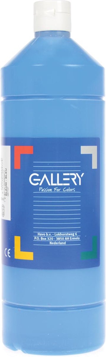 Gallery plakkaatverf, flacon van 1 l, blauw 6 stuks