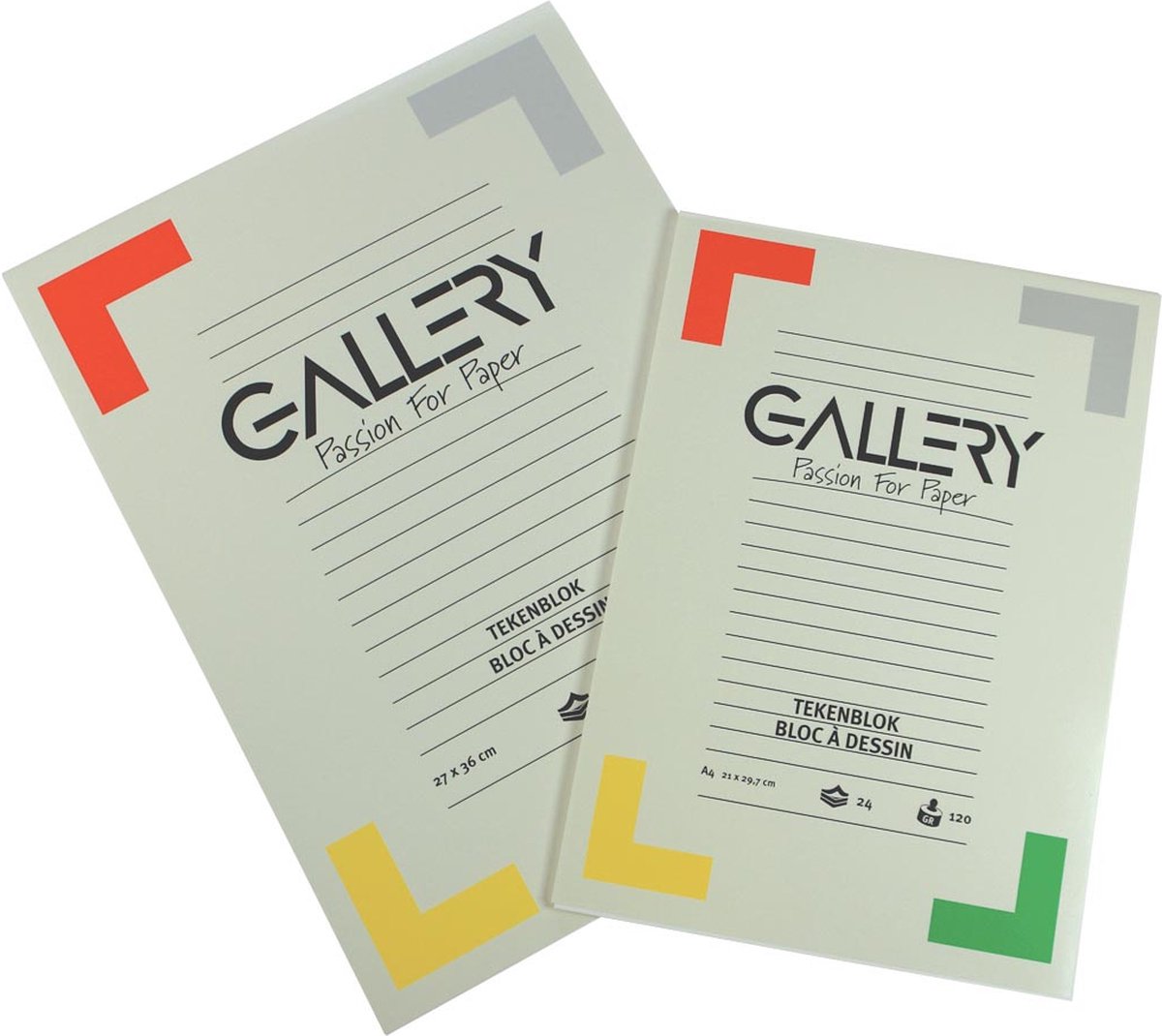 Gallery tekenblok, houtvrij papier, 120 g/m², ft 27 x 36 cm, blok van 24 vel 15 stuks