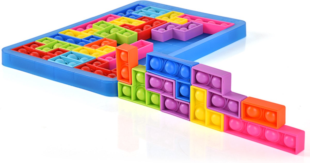 Pop it fidget toys -Fidget Toy Pop it puzzel-pop it fidget toys-tetris puzzel 27 stuks - IQ puzzel-IQ smart toys- pop it puzzel - fidget puzzel-Sinterklaas cadeatjes-kerstcadeatjes -Regenboog puzzel