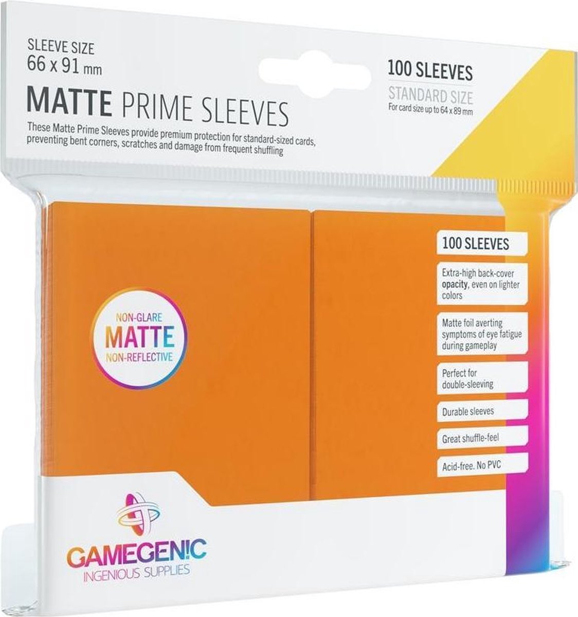 TCG Matte Prime Sleeves 66 x 91 mm - Orange (Standard Size/100 Stuks) SLEEVES