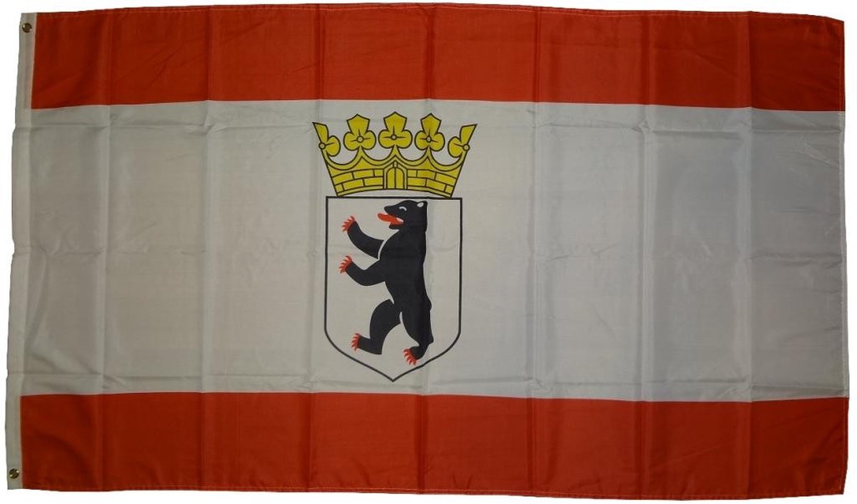 Flag Berlin Bear met Krone 250 x 150 cm vlag met 3 oogjes 100 g/m² stofgewicht