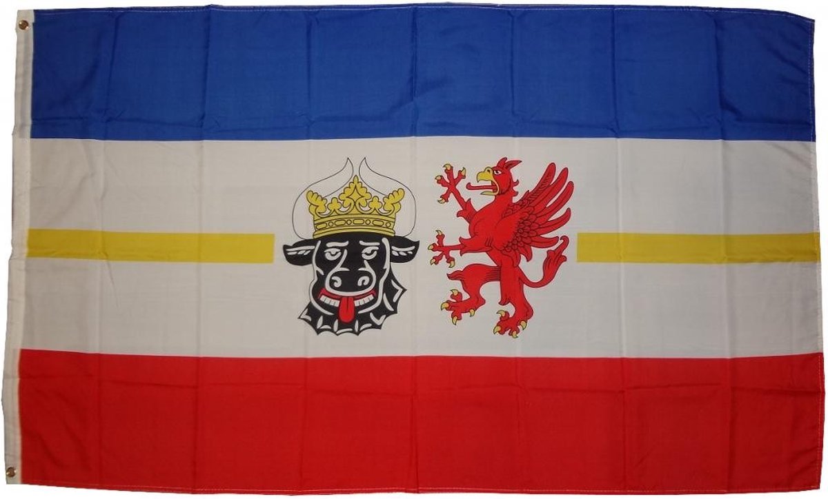 Vlag Mecklenburg-Westers Pomerania 250 x 150 cm vlag met 3 oogjes 100 g/m² stofgewicht sis