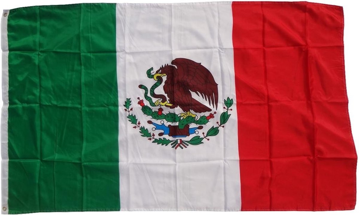 Vlag Mexico 90 x 150 cm vlag met 2 oogjes 100 g/m² stofgewicht sisflag voor mast