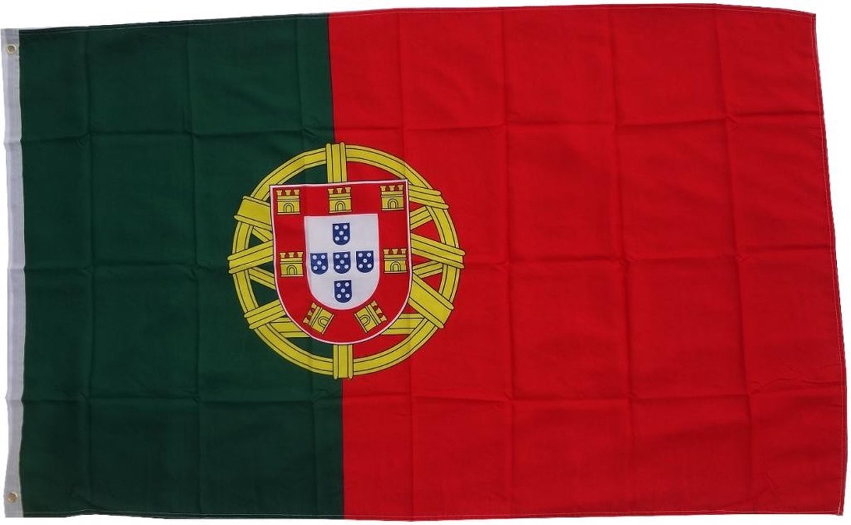 Vlag Portugal 90 x 150 cm vlag met 2 oogjes 100 g/m² stofgewicht Hissflags gehesen