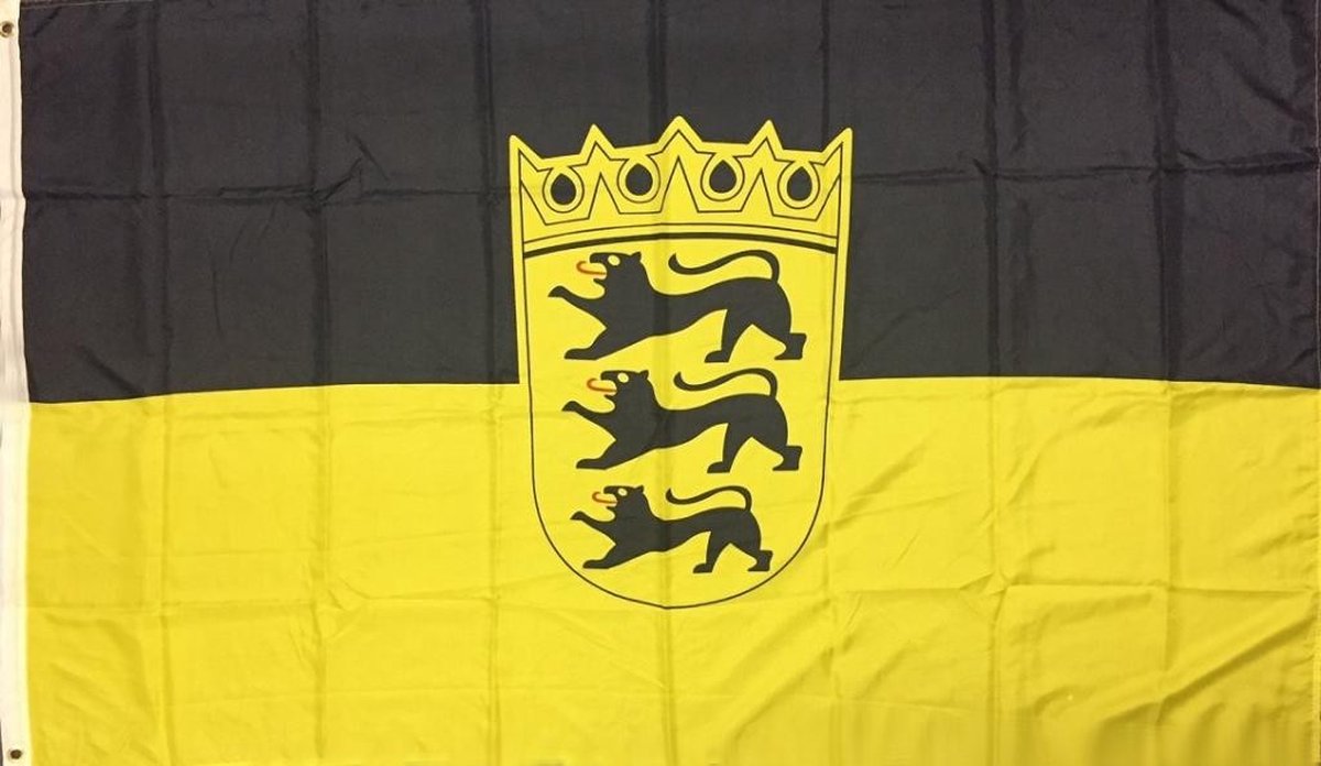 Vlagbaden-württemberg 250 x 150 cm vlag met 3 oogjes 100 g/m² stofgewicht sissflagge