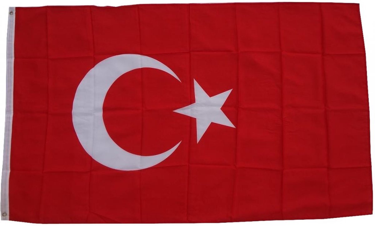 XXL vlag Turkije 250 x 150 cm vlag met 3 oogjes 100 g/m² stofgewicht Hissflag mast