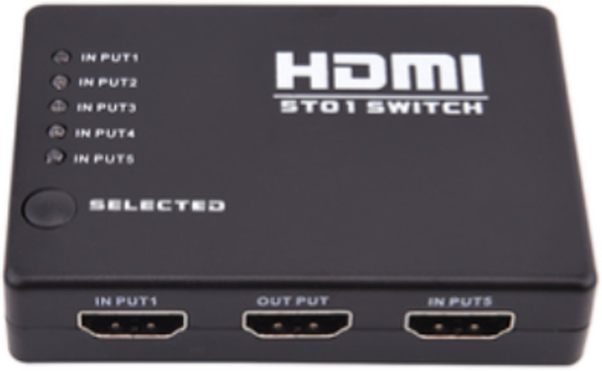 5 naar 1 Remote HDMI Switch/Splitter/Verdeler Schakelaar met afstandsbediener  - 1080P Full HD  - 5 poorten