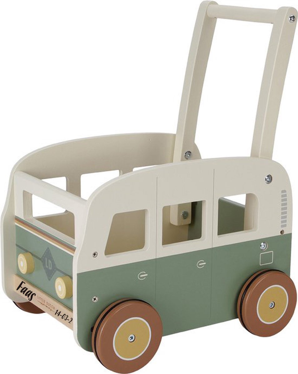 Little Dutch houten vintage wagen met naam,Kinderloopwagen Babywalker Baby loopkar Loopstoeltje Baby rollator Baby duwwagentje Loopwagentje