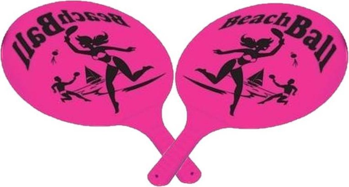 Kunststof beachball set roze - Strand balletjes - Rackets/batjes en bal - Tennis ballenspel