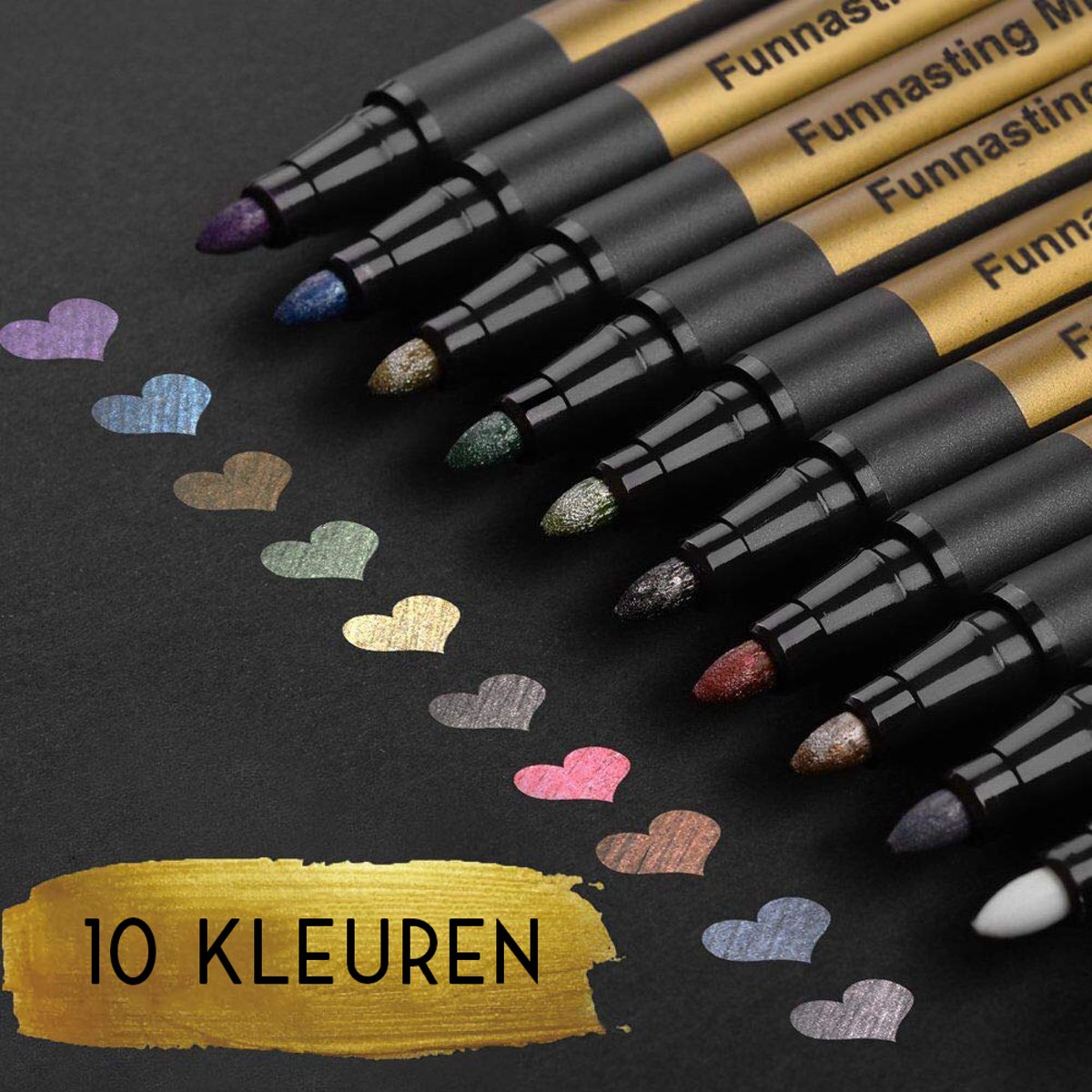 10 Metallic Pennen - Luxe Stiften in tien kleuren - mooie verpakking