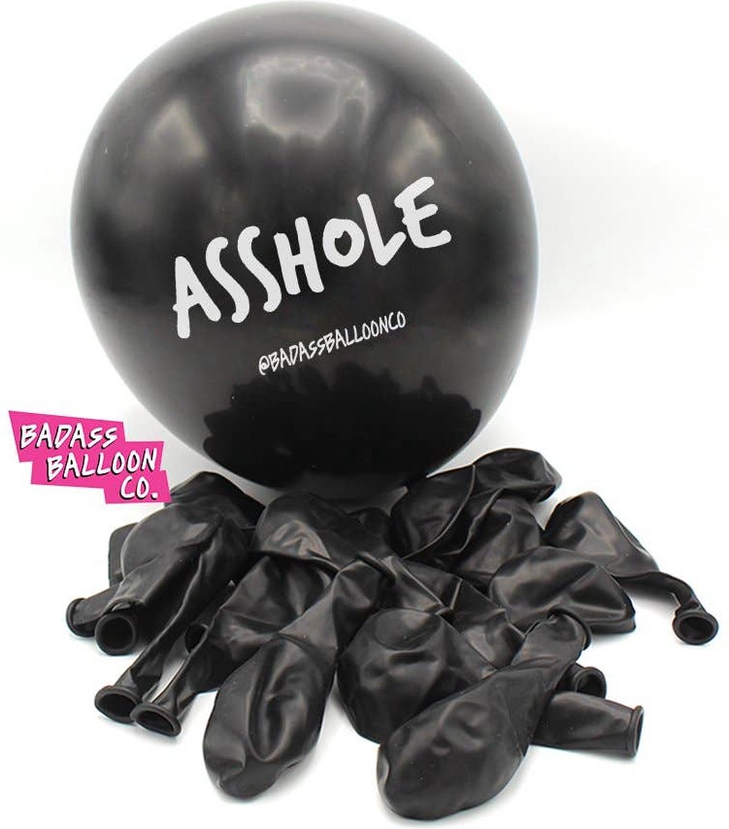 Ballonnen - Asshole zwart - verjaardag  - grappig - zwarte ballonnen