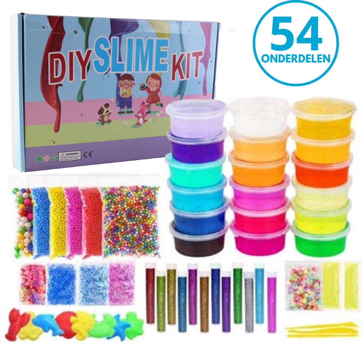 XL Slijm - Slijm Speelgoed - Voordeelset Slijm - Slijm Pakket - Speelslijm - Slijm Maken - Squishy - Kindercadeau Slijm - 54 Stuks - Slijm