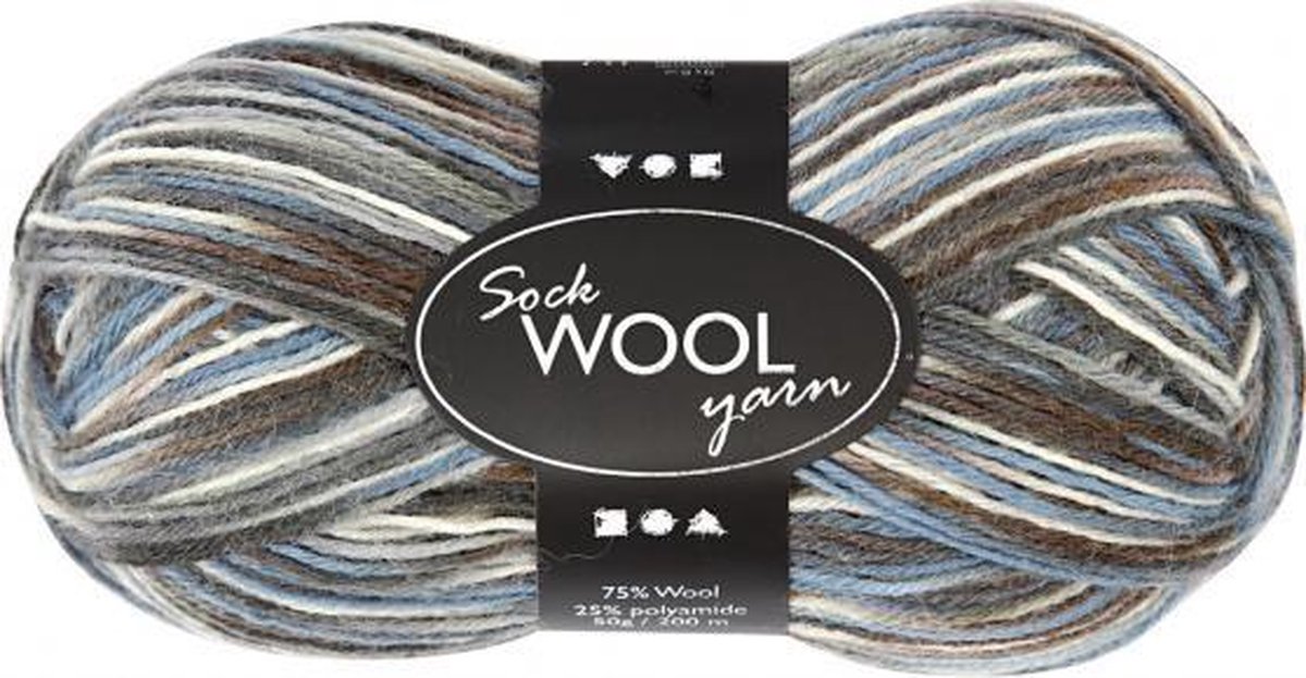 sokkengaren L: 200m blauw/grijs harmonie 50gr