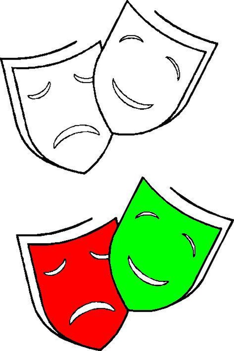 Carnaval raamsticker blij/triest zwart/wit groot